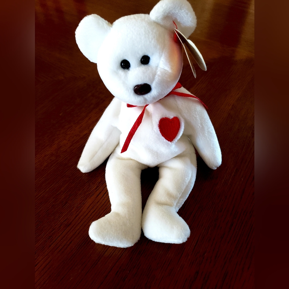 White Plush Bear with Red Heart